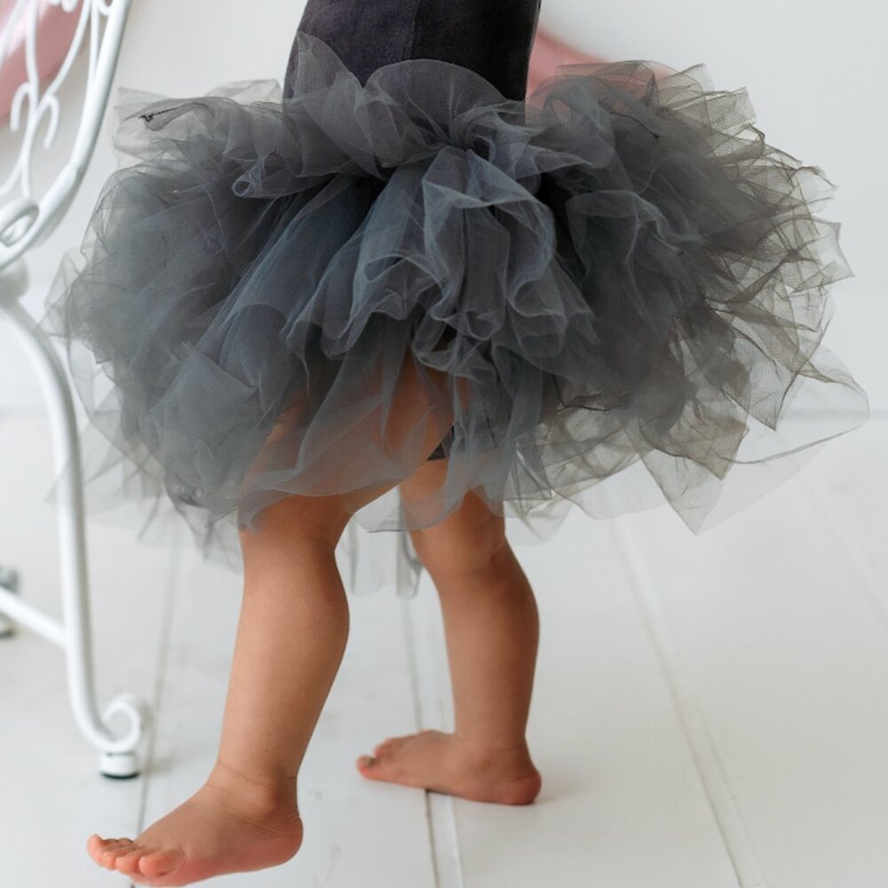 Black/Dark Grey Tulle Dress - 6-12 months